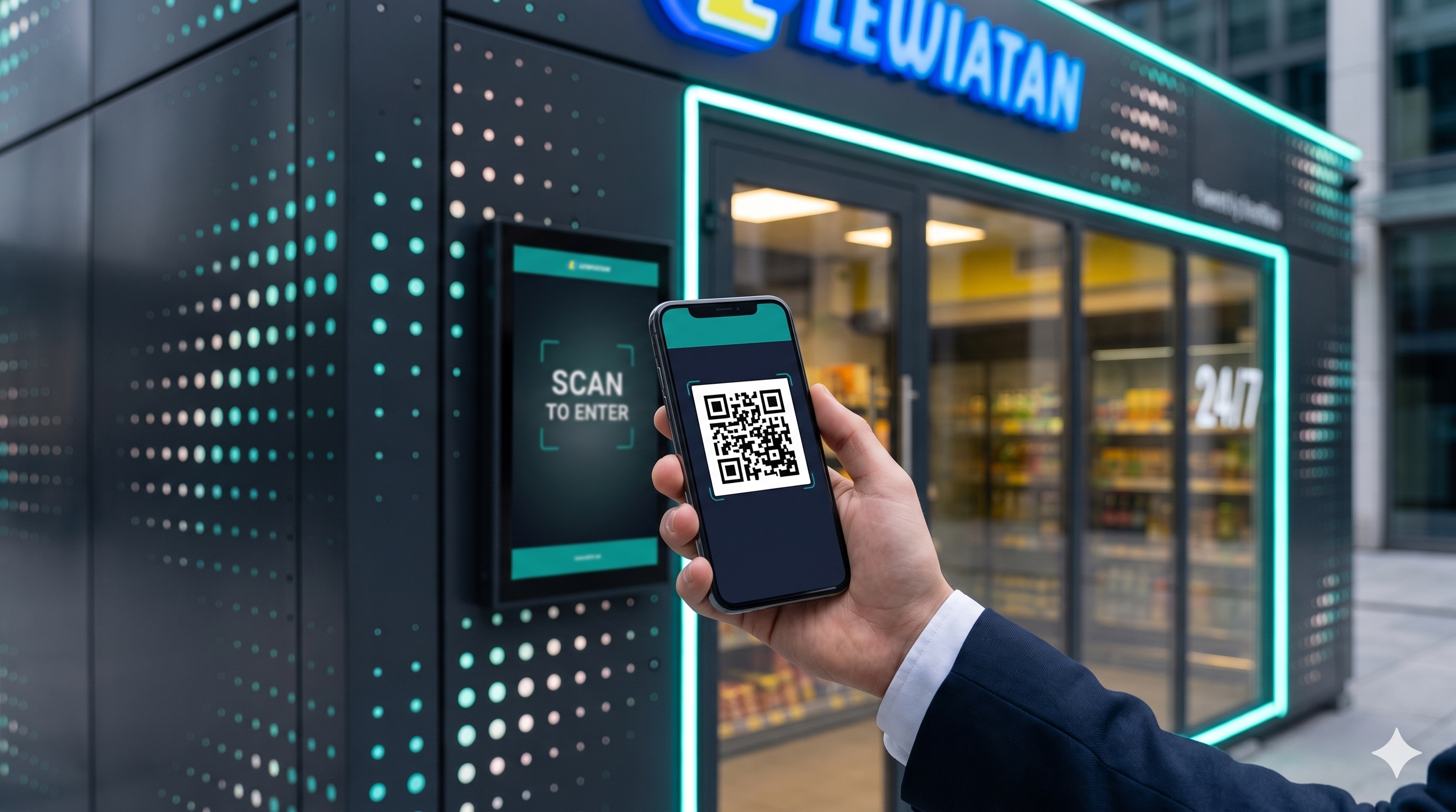 Customer scanning to enter a SmartNovo convenience unit